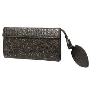 Alaia Crocodile Embossed Studded Leather Pochette Clutch Bag